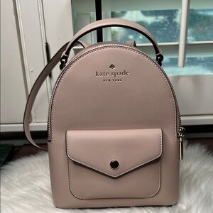 Kate Spade New York Schuyler Mini Backpack Warm Beige NWOT $299 Saffiano PVC
